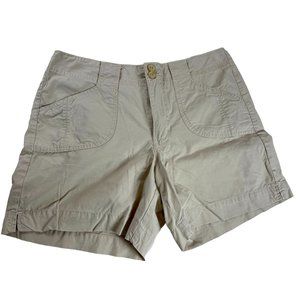 Gloria Vanderbilt Women Hiking Shorts 100% Cotton Mid Rise Tan Khaki Size 8